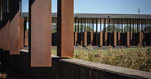 Steel columns at the National Memorial for Peace and Justice.