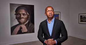 Bryan Stevenson in the art gallery at the Legacy Museum in Montgomery.